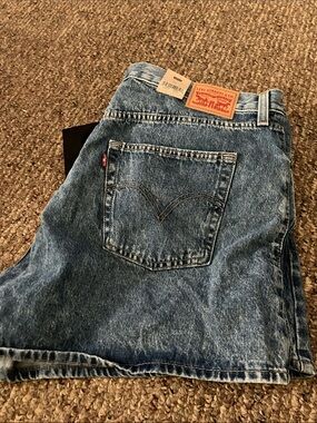 Levi's Blue High-Waist Denim Shorts with Red Tab
